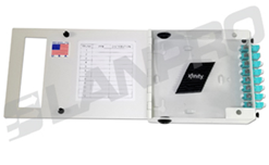 Caja de Distribución de fibra óptica de 12 Puertos (ODF) para montaje sobre pared o riel DIN-METALICO Sin adaptadores UNIFIBER- (se adaptan los modulos Unifiber en el mismo)