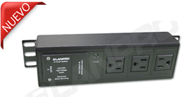 Canal de tension de 1U -3 tomas redondas / planas (universal)- 110/220 V- (Para colocar en riel DIN)