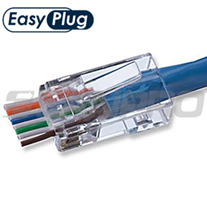 Conector macho RJ 45 (Plug) CAT 6 (sin blindar)- EASY PLUG- AWG 23-26 solid wire conductor Pote de 100 unidades- tapa marron