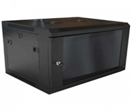 Mini Rack mural de 6U 19" 450 mm (puerta lateral de vidrio)- (1) solo cuerpo-(Incluye (1) unidad de ventilacion)