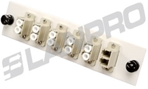 Módulo de panel adaptador UniFiber™ cargado, con 6 piezas. Adaptadores LC UPC - Multimodo OM1/OM2 Dúplex - (12 núcleos) color Beige