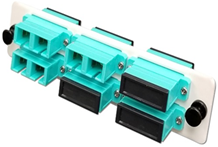 Módulo de panel adaptador UniFiber™ cargado, con 6 piezas- Adaptadores SC UPC- Multimodo OM3/OM4 Dúplex (12 núcleos) Color Aqua