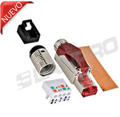 Plug industrial completamente Blindado RJ45 8P8C Categ. 6A para conductores de cable sólido AWG23